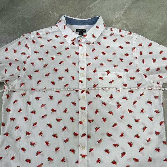 Men’s Van Heusen Never Tuck Watermelon Button Down Short Sleeve Shirt Large - Picture 16 of 16